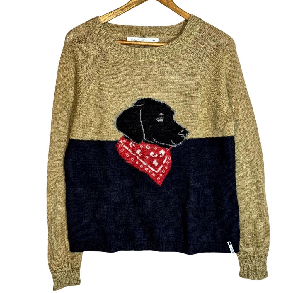 NWT Woolrich Intarsia Mohair-Blend Dog Motif Women's Long Sleeve Sweater Med New